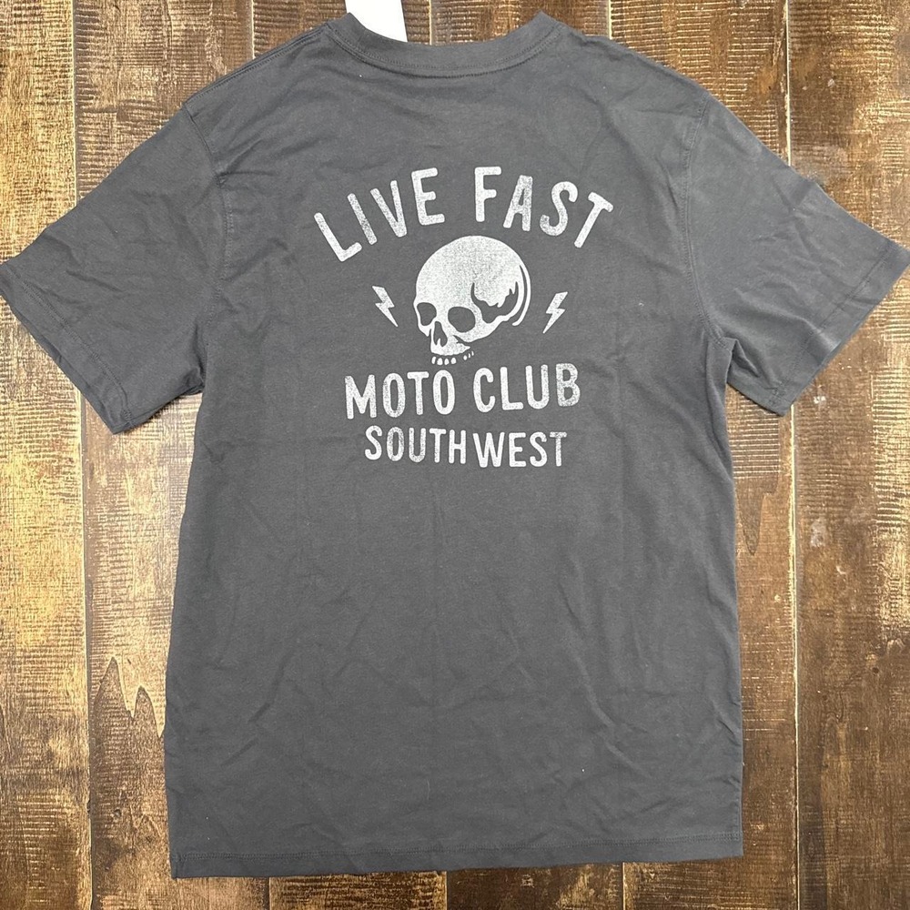 Goodfellow & Co Live Fast Moto Club Southwest Grey Graphic Tee T-Shirt